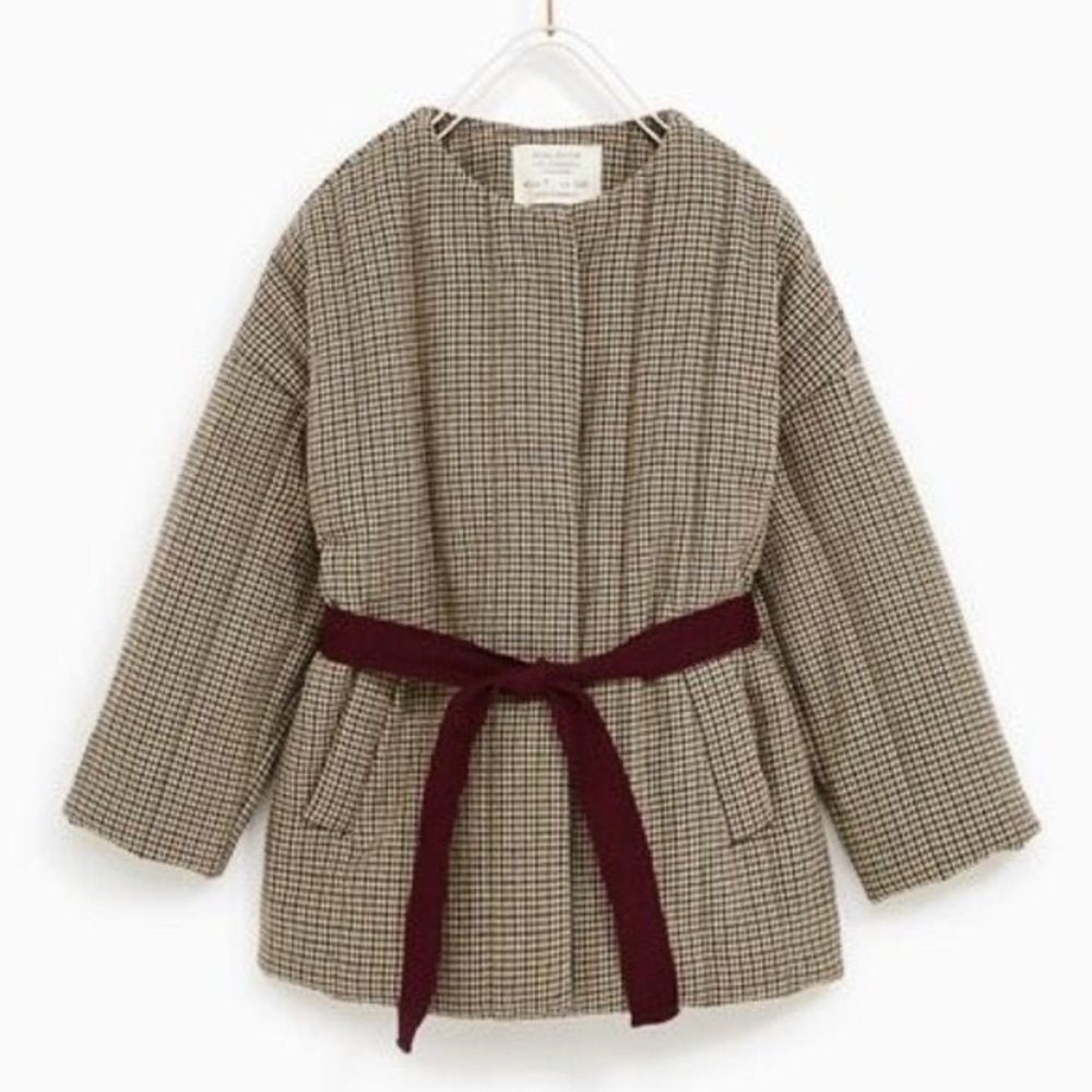 Zara Girls quilted houndstooth jacket size 13/14